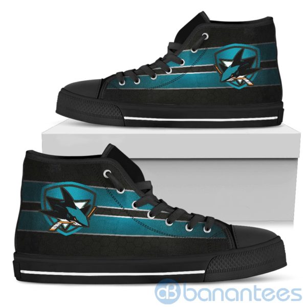 Horizontal Stripes San Jose Sharks High Top Shoes Product Photo