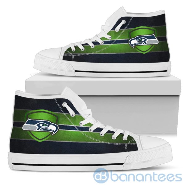 Horizontal Stripes Seattle Seahawks High Top Shoes Product Photo