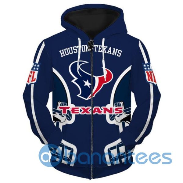 Houston Texans All Over Printed Navy 3D Hoodie, Zip Hoodie Product Photo
