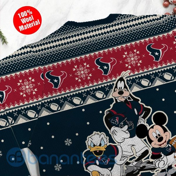 Houston Texans Disney Donald Duck Mickey Mouse Goofy Custom Name Christmas 3D Sweater Product Photo