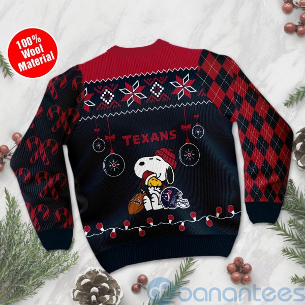 Houston Texans Funny Charlie Brown Peanuts Snoopy Christmas Tree Ugly Christmas 3D Sweater Product Photo