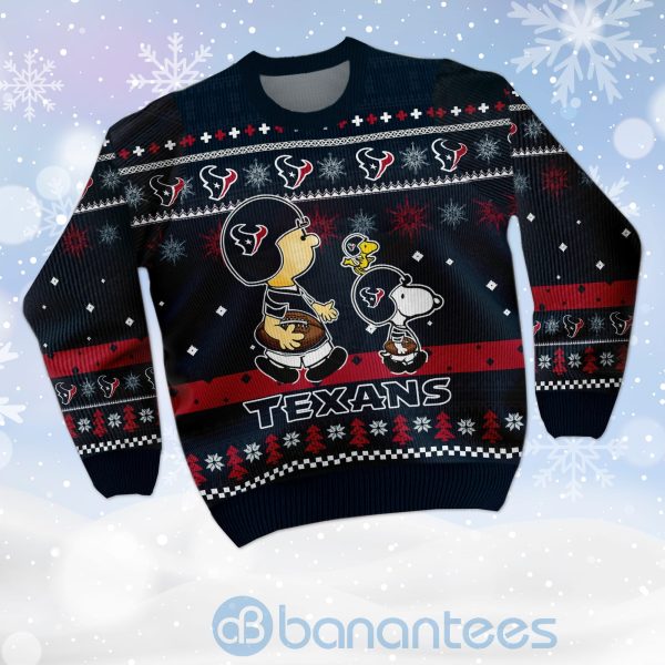 Houston Texans Funny Charlie Brown Peanuts Snoopy Ugly Christmas 3D Sweater Product Photo