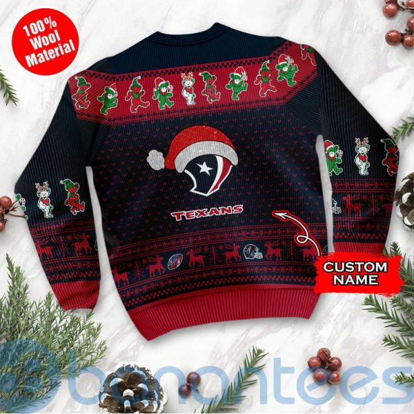 Houston Texans Grateful Dead SKull And Bears Custom Name Uglu Christmas 3D Sweater Product Photo