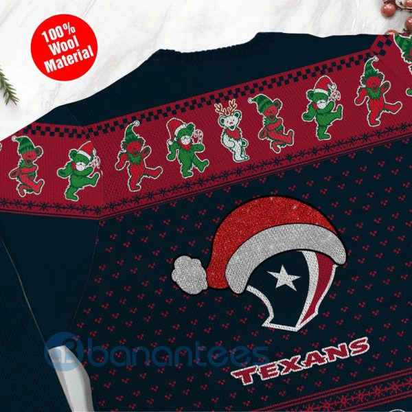 Houston Texans Grateful Dead SKull And Bears Custom Name Uglu Christmas 3D Sweater Product Photo