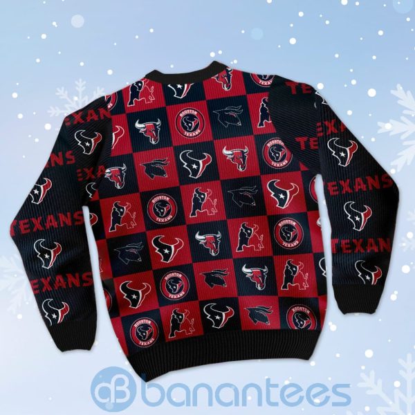 Houston Texans Logo Checkered Flannel Design Ugly Christmas 3D Sweater Product Photo