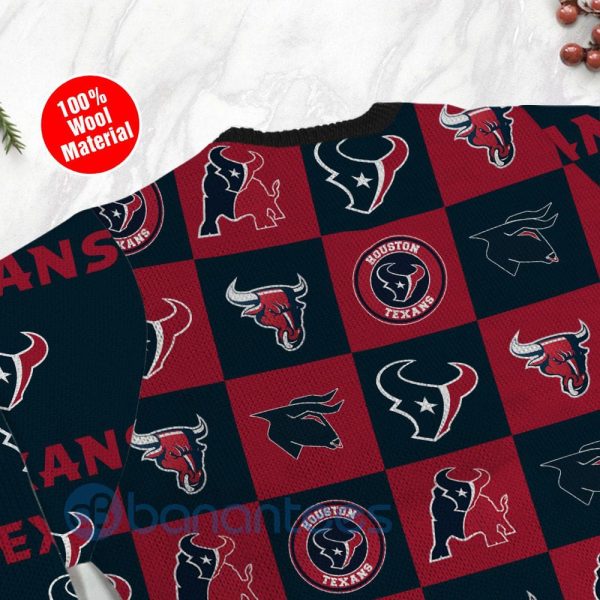 Houston Texans Logo Checkered Flannel Design Ugly Christmas 3D Sweater Product Photo