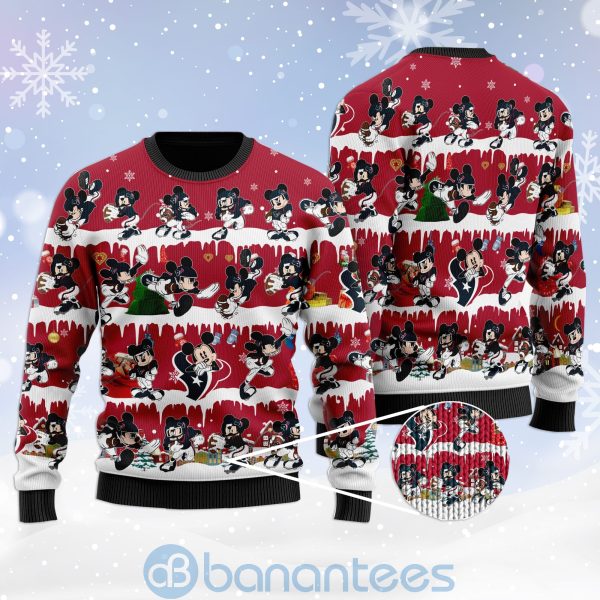 Houston Texans Mickey American Football Ugly Christmas 3D Sweater Product Photo