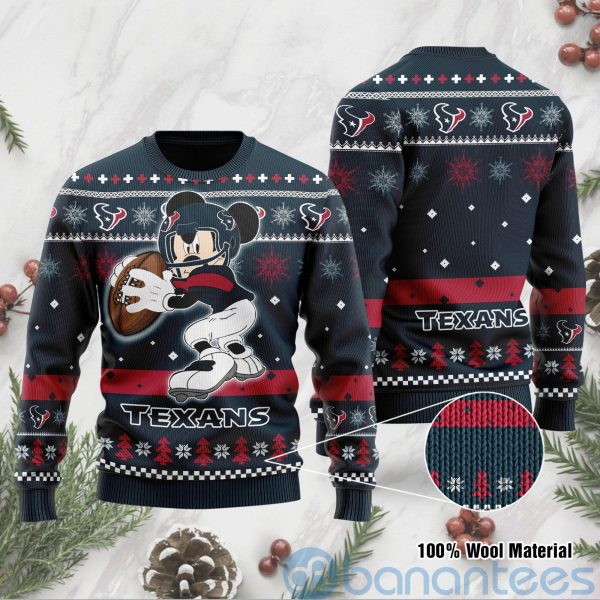 Houston Texans Mickey Mouse Funny Ugly Christmas 3D Sweater Product Photo