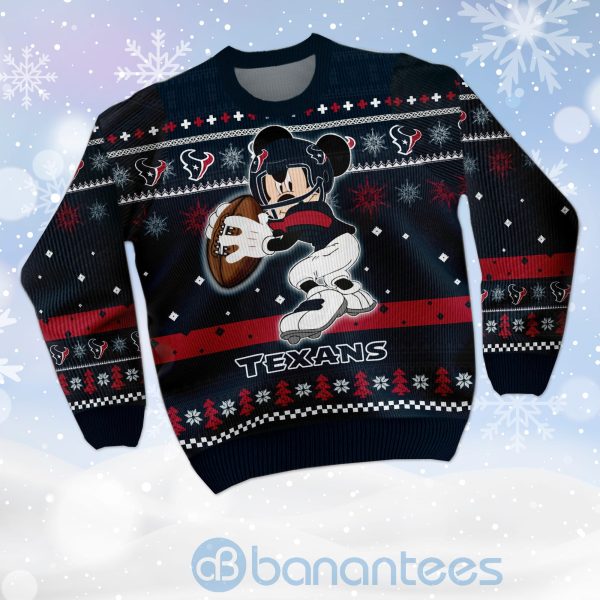 Houston Texans Mickey Mouse Funny Ugly Christmas 3D Sweater Product Photo