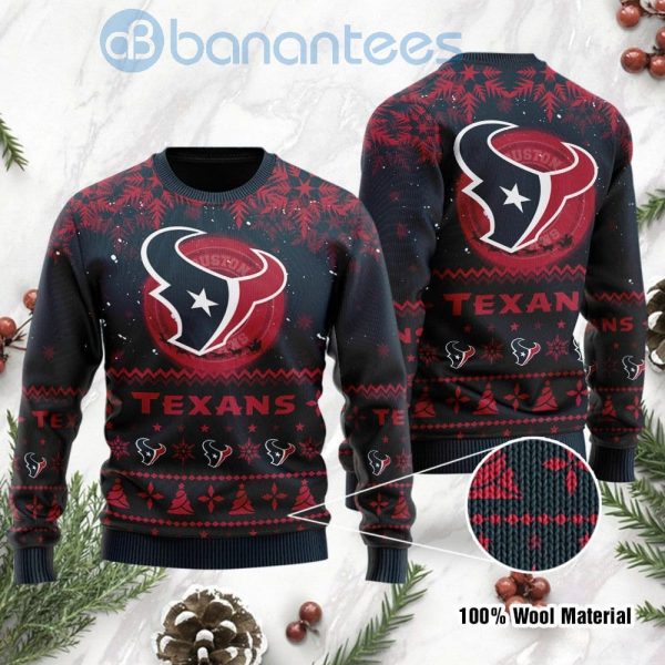 Houston Texans Santa Claus In The Moon Ugly Christmas 3D Sweater Product Photo