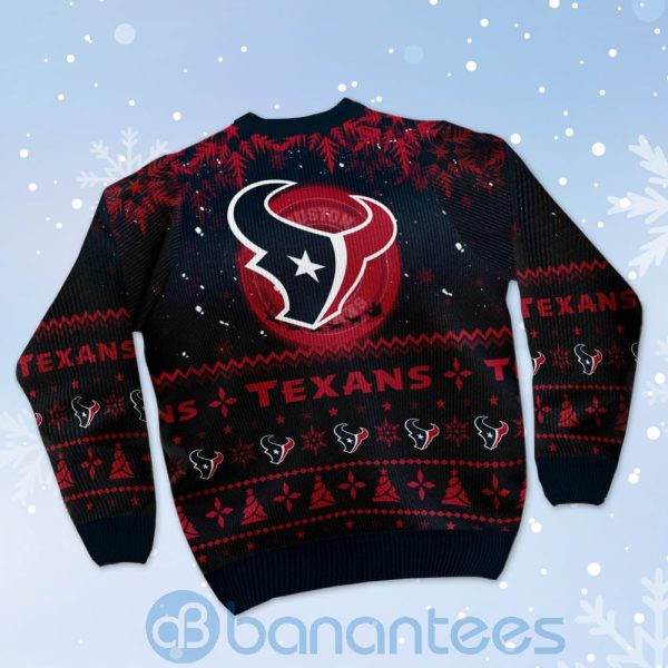 Houston Texans Santa Claus In The Moon Ugly Christmas 3D Sweater Product Photo