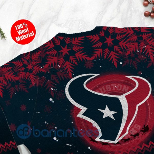 Houston Texans Santa Claus In The Moon Ugly Christmas 3D Sweater Product Photo