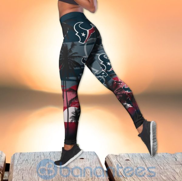 Houston Texans Sunset Leggings And Criss Cross Tank Top For Women Product Photo