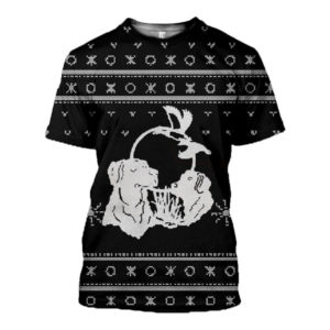 Hungting Hound Dog And Duck Merry Xmas All Over Printed 3D Shirt - 3D T-Shirt - Black
