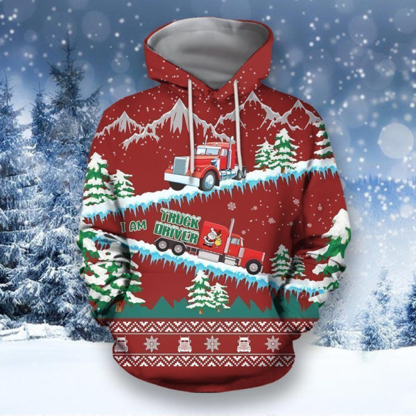 I Am Truck Driver Merry Christmas All Over Printed 3D Shirt - 3D Hoodie - Red