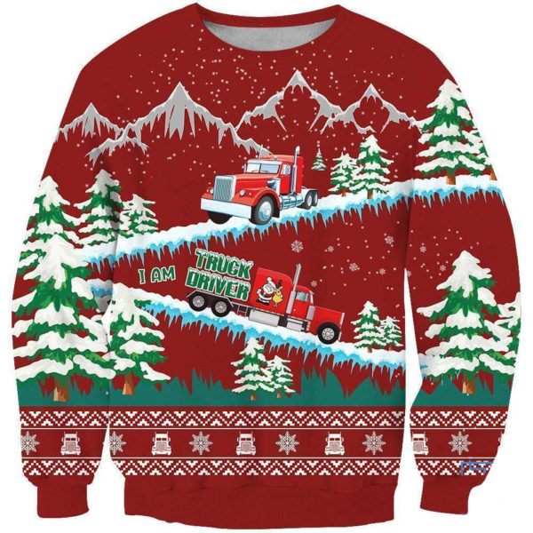 I Am Truck Driver Merry Christmas All Over Printed 3D Shirt - 3D Sweatshirt - Red