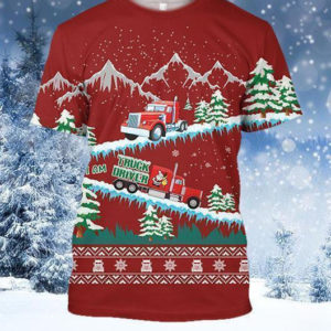 I Am Truck Driver Merry Christmas All Over Printed 3D Shirt - 3D T-Shirt - Red
