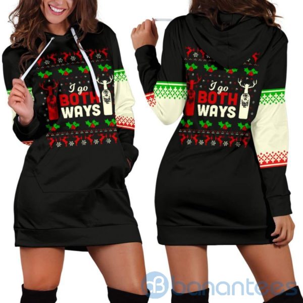 I Go Both Ways Xmas Christmas Hoodie Dress For Women Product Photo