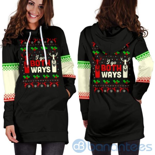 I Go Both Ways Xmas Christmas Hoodie Dress For Women Product Photo