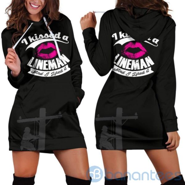 I Kissed A Lineman Hoodie Dress For Women Product Photo