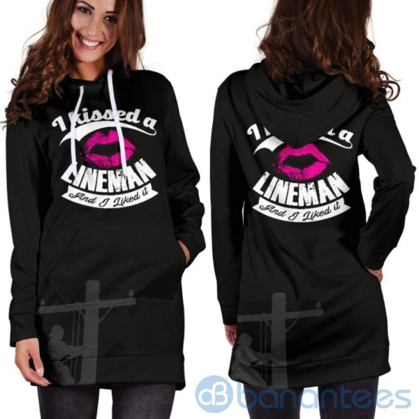 I Kissed A Lineman Hoodie Dress For Women Product Photo