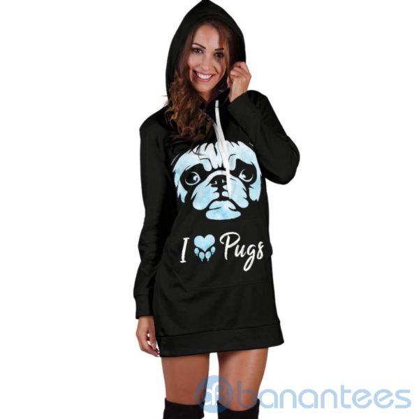 I Love Pugs Hoodie Dress For Women Product Photo