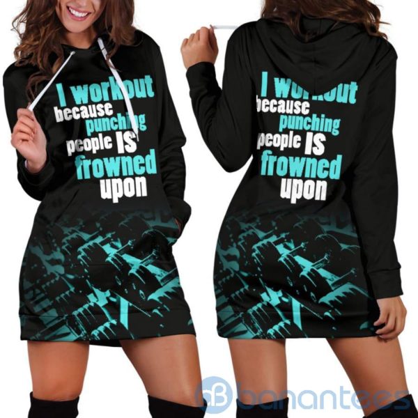 I Workout Because Hoodie Dress For Women Product Photo