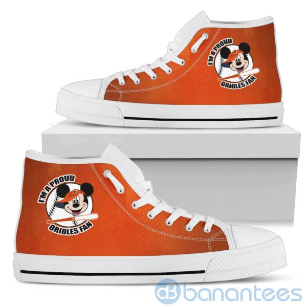 I'm A Proud Baltimore Orioles Fan Mickey Circle High Top Shoes Product Photo