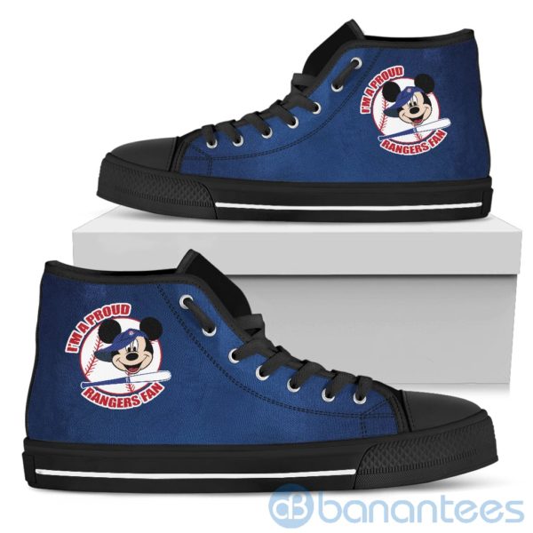 I'm A Proud Texas Rangers Fan Mickey Circle High Top Shoes Product Photo
