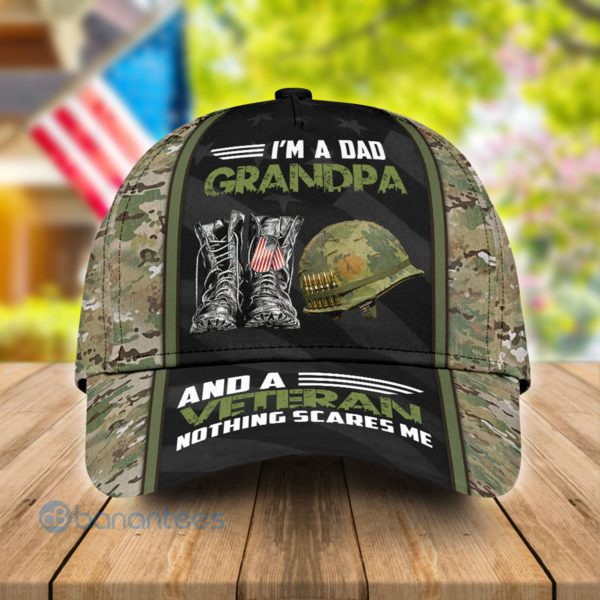 I'm Aad Grandpa And A Veteran Nothing Scares Me Gift For Father Us Veterans All Over Printed 3D Cap Product Photo