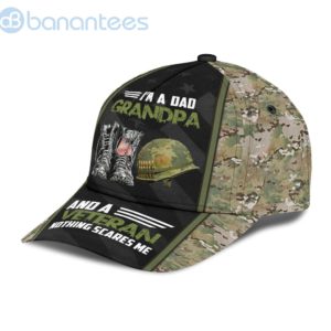 I'm Aad Grandpa And A Veteran Nothing Scares Me Gift For Father Us Veterans All Over Printed 3D Cap Product Photo