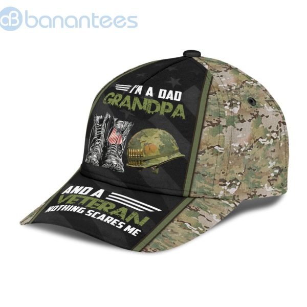 I'm Aad Grandpa And A Veteran Nothing Scares Me Gift For Father Us Veterans All Over Printed 3D Cap Product Photo