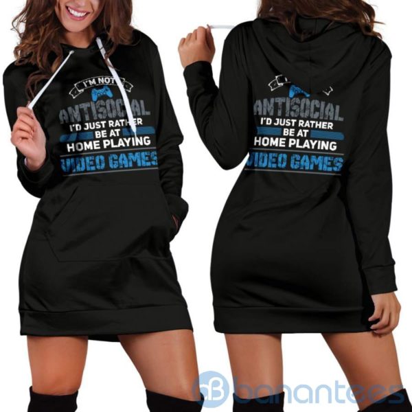 I'm Not Antisocial Game Hoodie Dress For Women Product Photo
