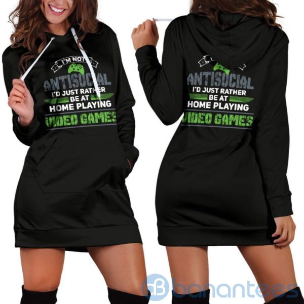 I'm Not Antisocial Video Game Hoodie Dress For Women Product Photo