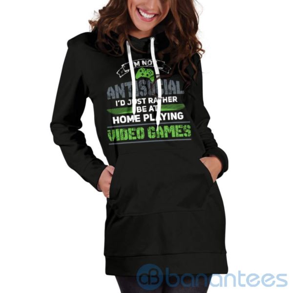I'm Not Antisocial Video Game Hoodie Dress For Women Product Photo