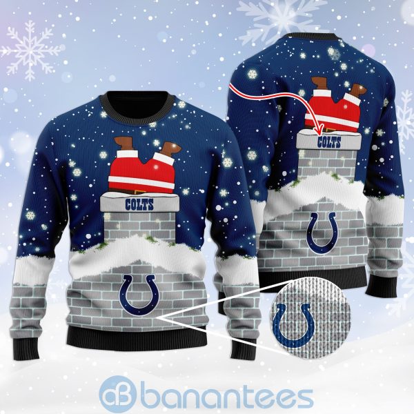 Indianapolis Colts Football Team Logo Symbol Santa Claus Custom Name Christmas 3D Sweater Product Photo