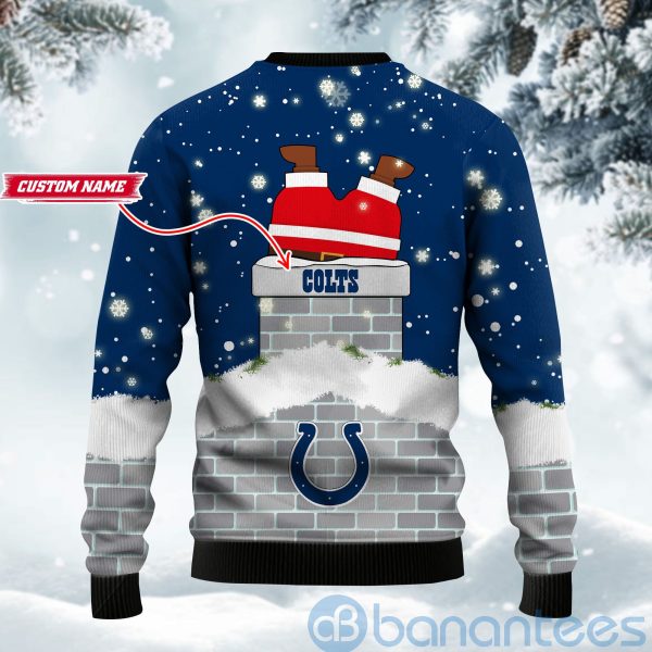 Indianapolis Colts Football Team Logo Symbol Santa Claus Custom Name Christmas 3D Sweater Product Photo