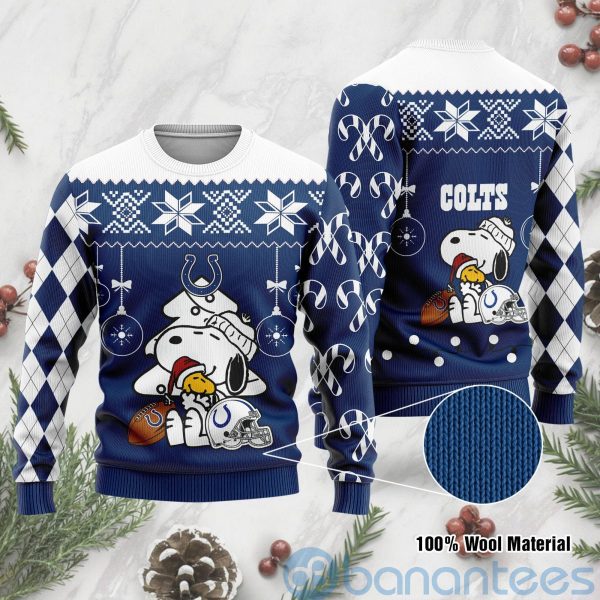 Indianapolis Colts Funny Charlie Brown Peanuts Snoopy Christmas Tree Ugly Christmas 3D Sweater Product Photo