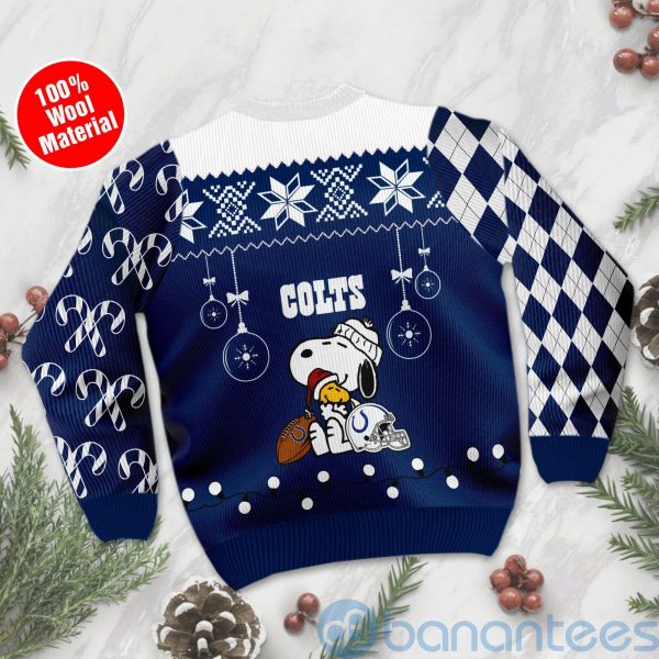 Indianapolis Colts Funny Charlie Brown Peanuts Snoopy Christmas Tree Ugly Christmas 3D Sweater Product Photo