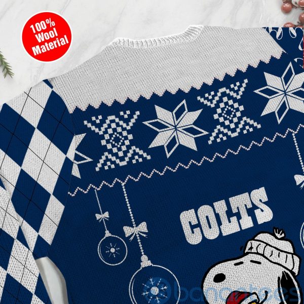 Indianapolis Colts Funny Charlie Brown Peanuts Snoopy Christmas Tree Ugly Christmas 3D Sweater Product Photo
