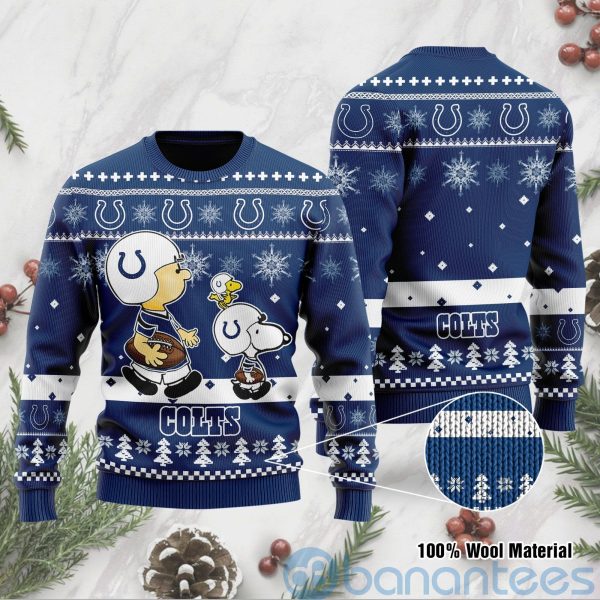 Indianapolis Colts Funny Charlie Brown Peanuts Snoopy Ugly Christmas 3D Sweater Product Photo