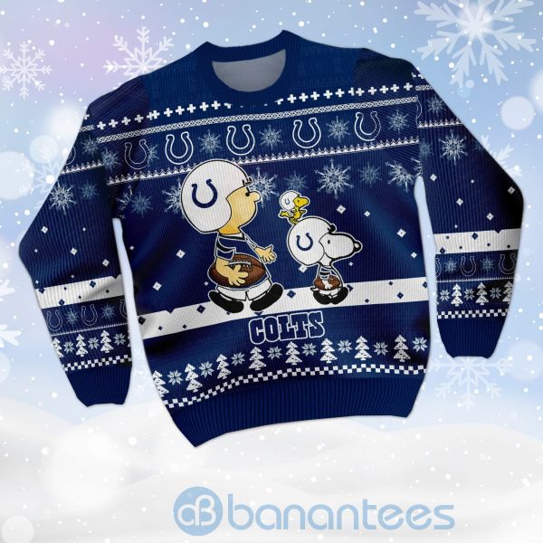 Indianapolis Colts Funny Charlie Brown Peanuts Snoopy Ugly Christmas 3D Sweater Product Photo