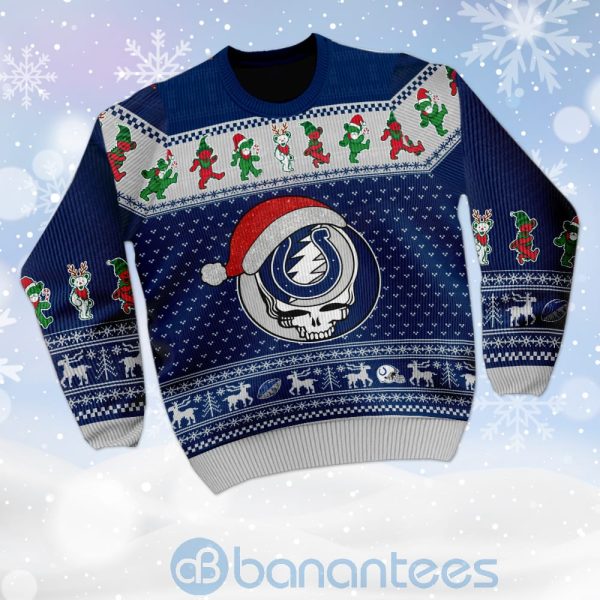 Indianapolis Colts Grateful Dead SKull And Bears Custom Name Christmas 3D Sweater Product Photo