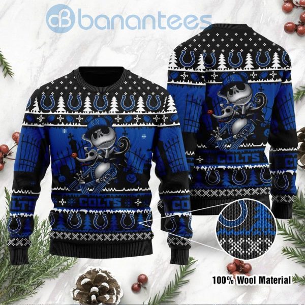 Indianapolis Colts Jack Skellington Halloween Ugly Christmas 3D Sweater Product Photo