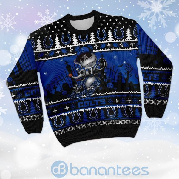 Indianapolis Colts Jack Skellington Halloween Ugly Christmas 3D Sweater Product Photo