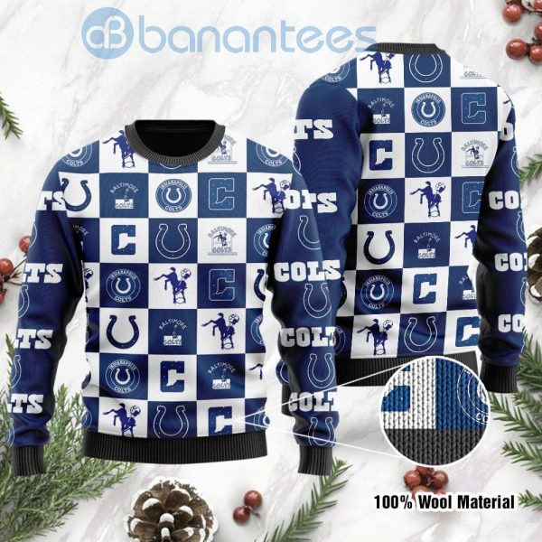 Indianapolis Colts Logo Checkered Flannel Design Ugly Christmas 3D Sweater Product Photo