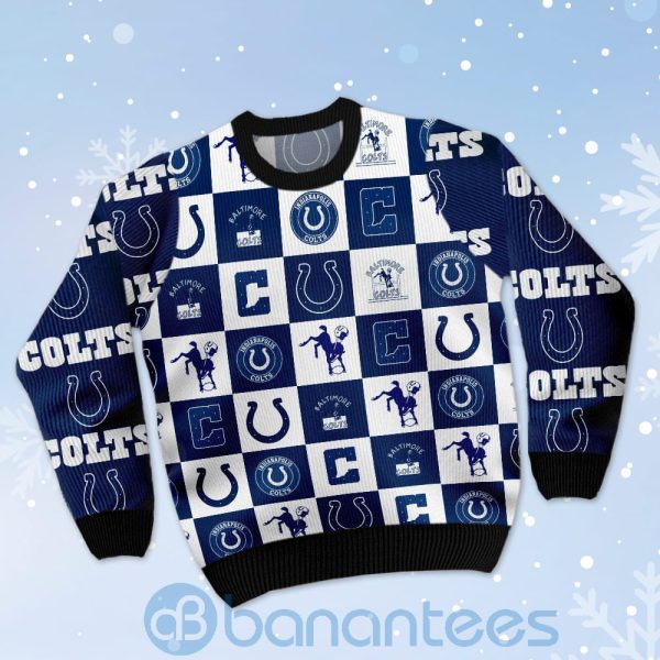 Indianapolis Colts Logo Checkered Flannel Design Ugly Christmas 3D Sweater Product Photo