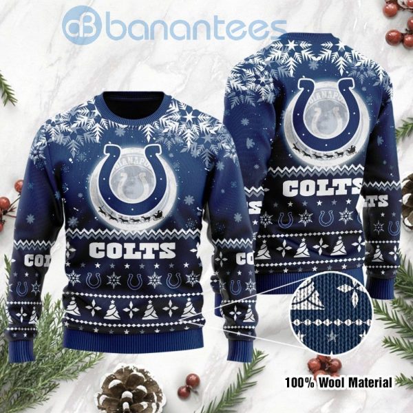 Indianapolis Colts Santa Claus In The Moon Ugly Christmas 3D Sweater Product Photo