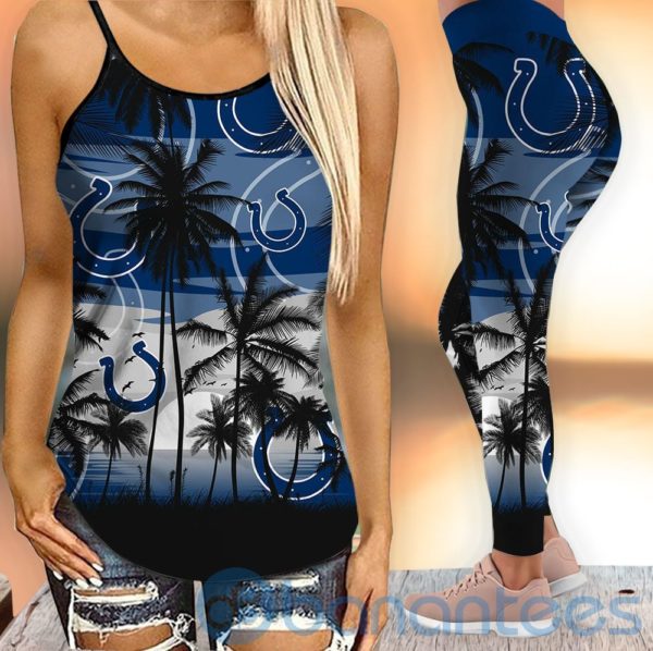 Indianapolis Colts Sunset Leggings And Criss Cross Tank Top For Women Product Photo