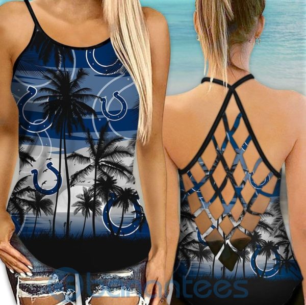 Indianapolis Colts Sunset Leggings And Criss Cross Tank Top For Women Product Photo